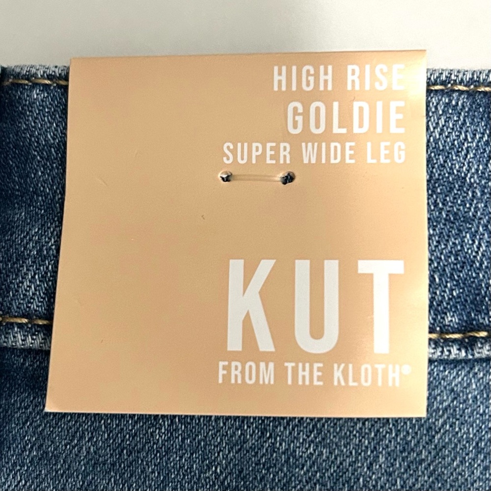 KFTK Goldie Super Wide Leg Jeans Women’s Size 12 Darted High Rise Stretch Denim - Picture 8 of 11